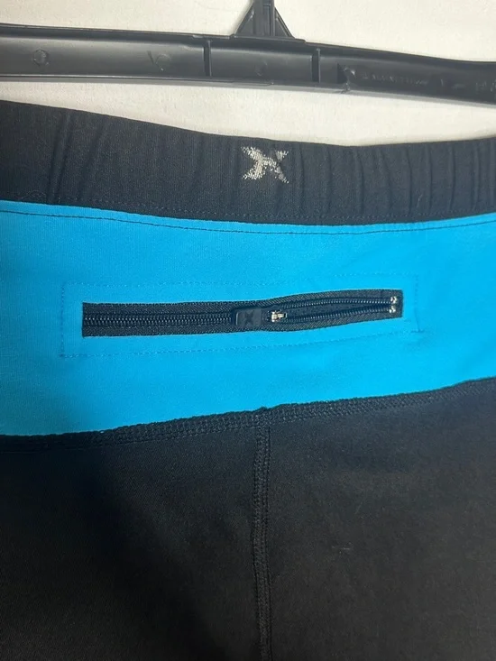 Xersion Black Athletic Capris with Blue & Teal Piping - Picture 3 of 6